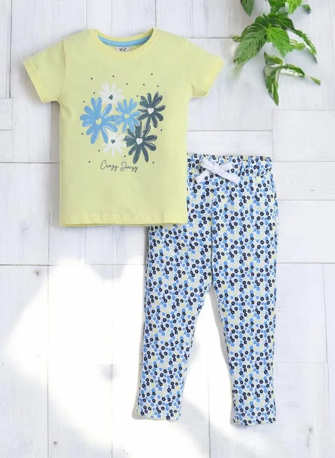 victor and jane Graphic Print T-Shirt and All-Over Printed Pyjama Set
