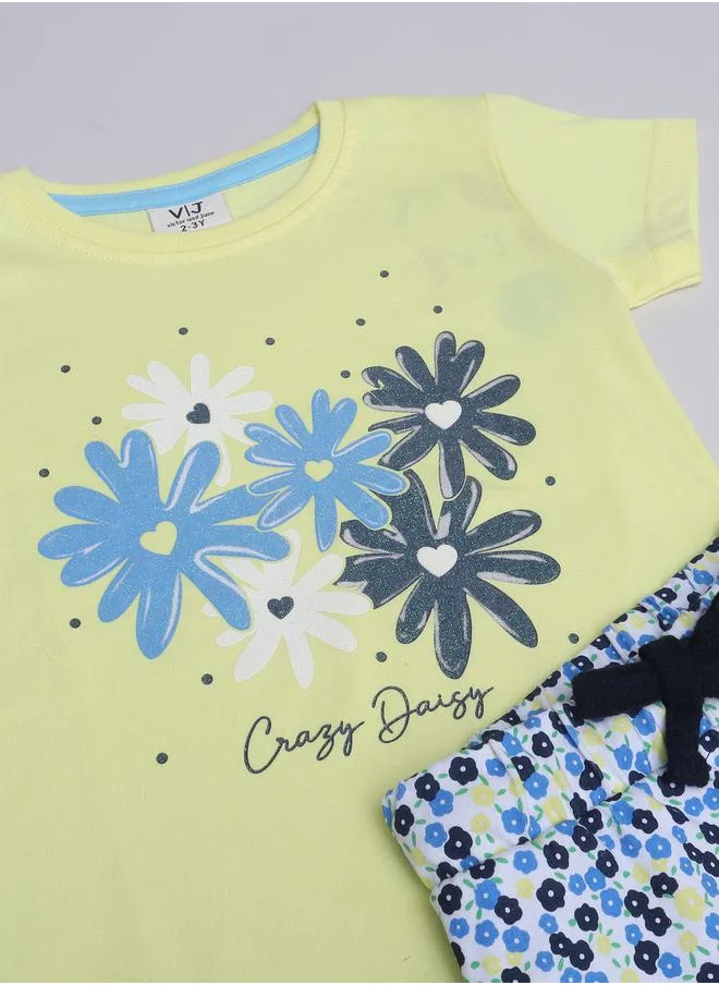 victor and jane Graphic Print T-Shirt and All-Over Printed Pyjama Set