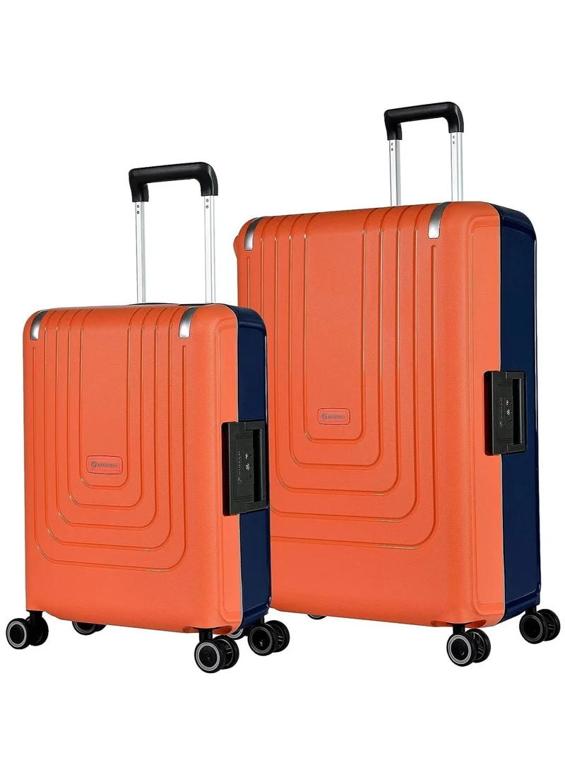 إيمينينت Vertica Hard Case Trolley Luggage Set of 2 Polypropylene Lightweight 4 Quiet Double Spinner Wheels With TSA Lock B0006M DarkBlue Orange