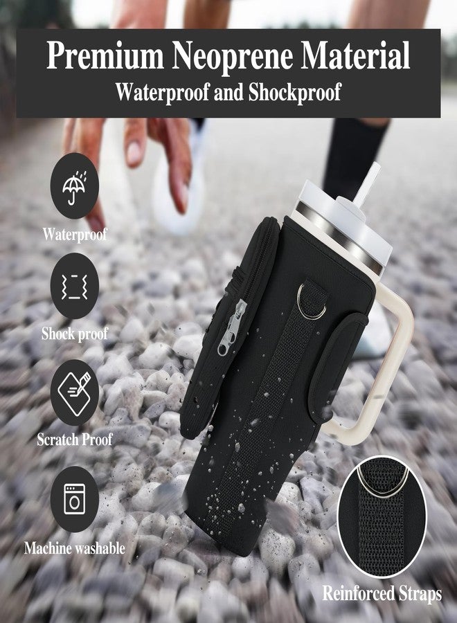 linmaya Water Bottle Carrier Bag with Phone Pocket for Stanley 40/30 oz Tumbler Neoprene Water Bottle Holder Pouch with 2 Adjustable Strap & 3 Leak Stoppers for Stanley Cup Accessories - Image 5