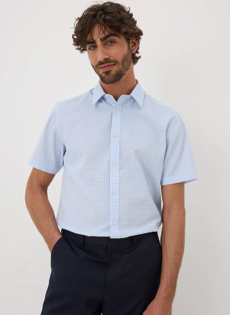 Matalan Taylor & Wright Blue Check Sleeve Shirt