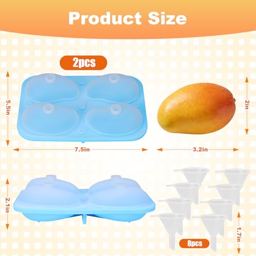 Juome 2 Pack 3D Mango Shape Cake Mold - 8 Cavity Fruit Pudding Mango Silicone Molds for Baking Pastry, Ice Cream, Mousse Cake Decoration Mould Supplies - Image 3