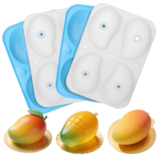 Juome 2 Pack 3D Mango Shape Cake Mold - 8 Cavity Fruit Pudding Mango Silicone Molds for Baking Pastry, Ice Cream, Mousse Cake Decoration Mould Supplies - Image 1