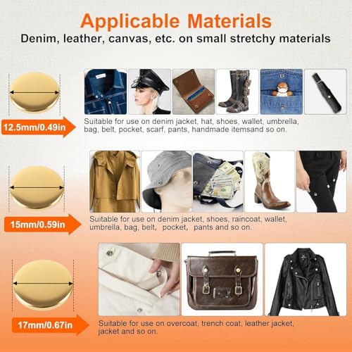 Alritz 15mm Leather Snap Fasteners Kit, 72 Set Metal Button Snaps Press Studs with 4 Setter Tools, 6 Colors Leather Snaps for Clothes, Jackets, Jeans Wears, Bracelets, Bags - Image 3
