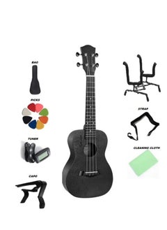 Megarya Megarya Ukulele 21 Inch Handmade High Quality black Rose wood And Bag,Capo,Strap,Tuner and stand  - Image 1