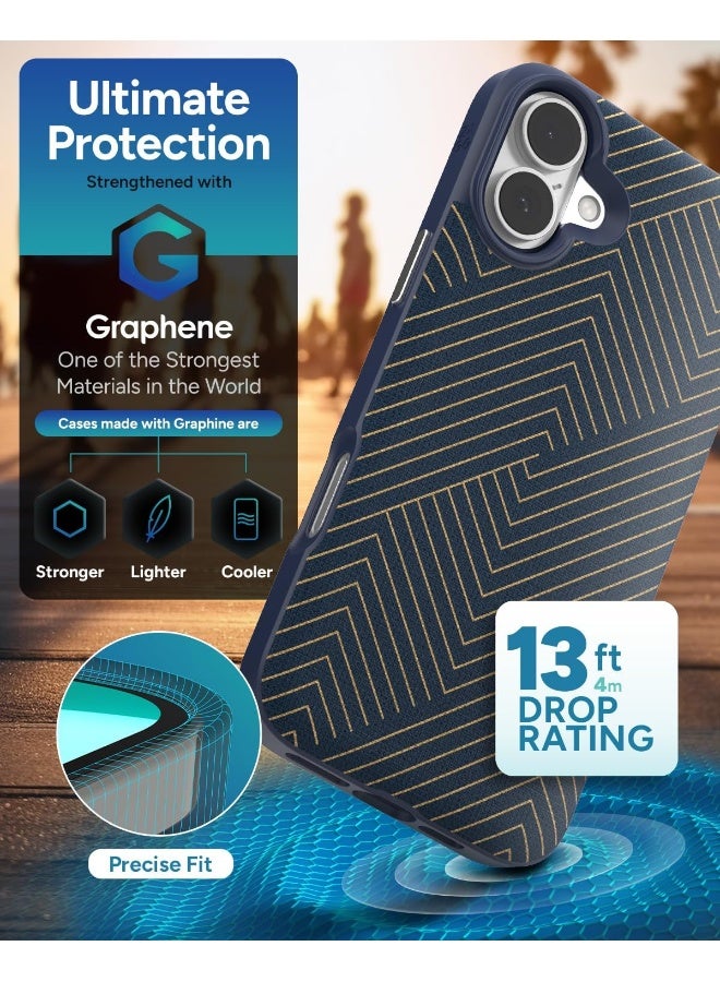 ZAGG London Snap Case for iPhone 16 Plus Navy with Gold Geometric Design - Image 4