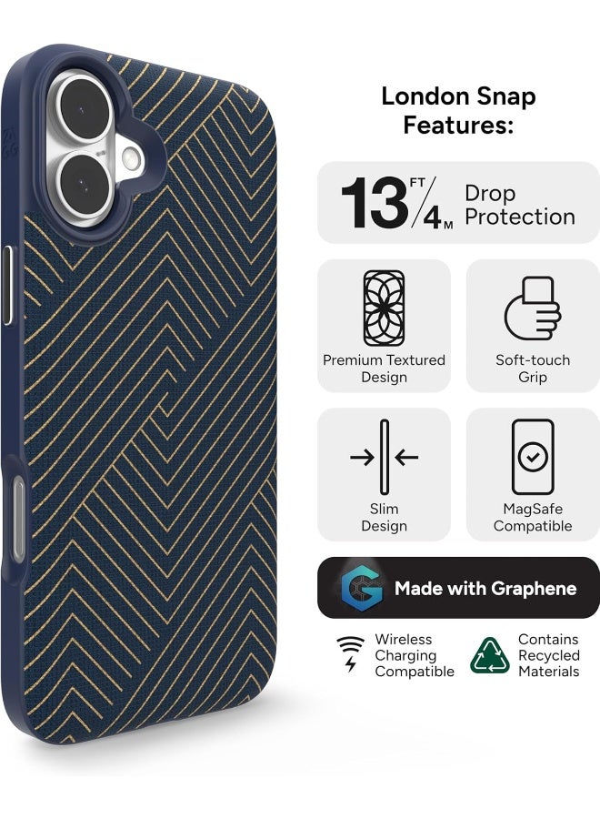 ZAGG London Snap Case for iPhone 16 Plus Navy with Gold Geometric Design - Image 3