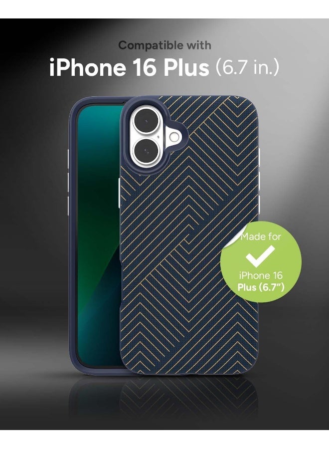 ZAGG London Snap Case for iPhone 16 Plus Navy with Gold Geometric Design - Image 2