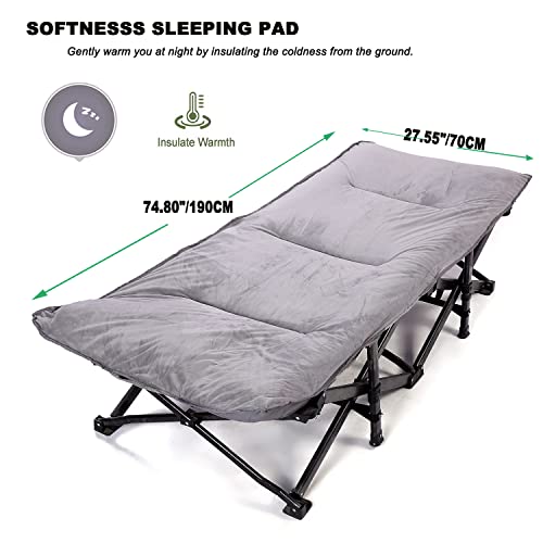 Gehannah Thick Camping Sleeping Pad, Soft Comfortable Microfiber Camping Cot Pads for Adults, Lightweight Foldable Sleeping mats for Traveling Hiking Backpacking Traveling Grey Large - Image 3