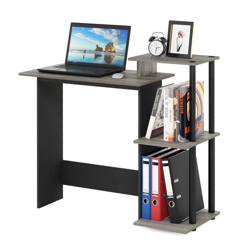 Furinno EFFICIENT Desk, 28.6" Wide Gaming Desk with 3 Open Side Shelves, Laptop Notebook Computer Desk, Office Desk for Home Office, Study Room, Dorm, Bedroom, French Oak - Image 3
