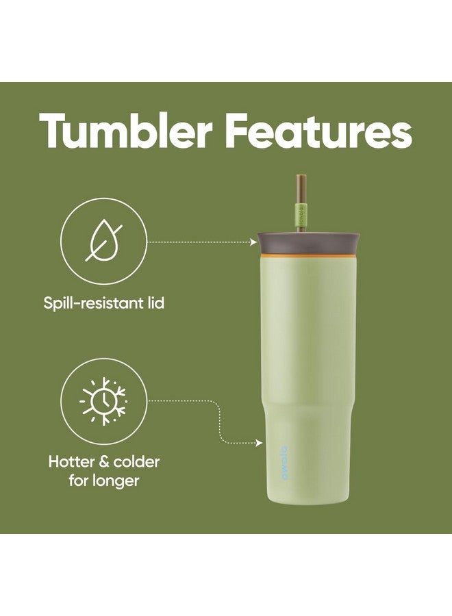 Owala Owala Stainless Steel Triple Layer Insulated Travel Tumbler with Spill Resistant Lid and Straw, BPA Free, 24 oz, Brown/Green (Brave Adventures)  - Image 2