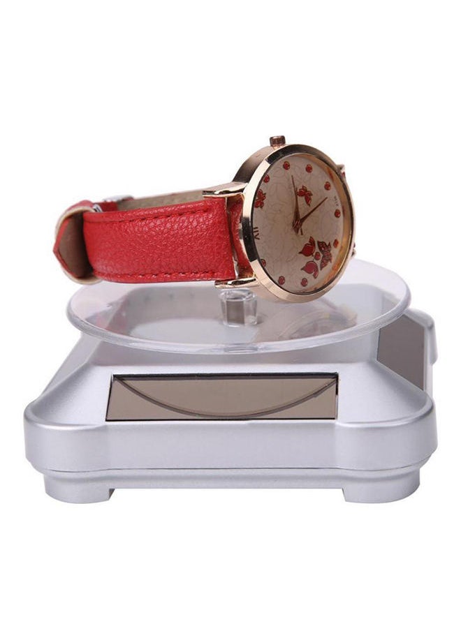 NIBEMINENT - Solar Power Rotating Jewelry Stand Watch Display Holder With Turning Table - Image 1