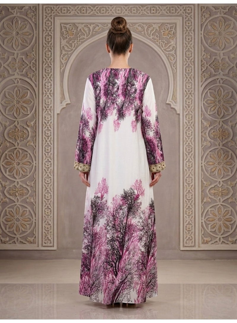 Alaya Women Floral Embroidered Chiffon Kaftan-AL3830A - Image 3