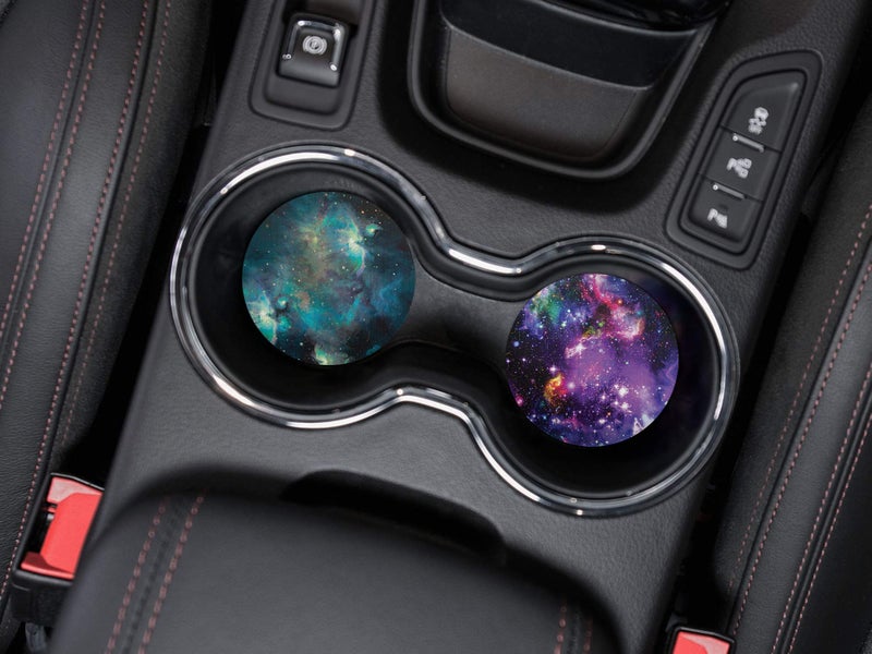 Caribou Coasters Blue Sky Galaxy Nebula + Purple Nebula Design Galaxy Design Mountbent Fose Coasts Felt Neoprene Caraster للمشروبات (2.87 بوصة) مجموعة 2 مساءً - Image 5