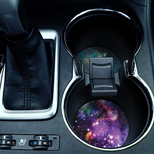 Caribou Coasters Blue Sky Galaxy Nebula + Purple Nebula Design Galaxy Design Mountbent Fose Coasts Felt Neoprene Caraster للمشروبات (2.87 بوصة) مجموعة 2 مساءً - Image 4