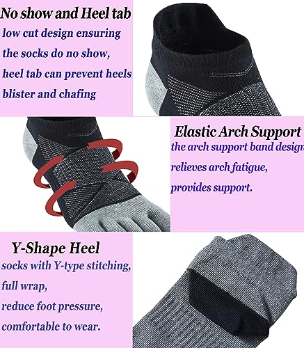 Fasot Toe Socks Women No Show Low Cut 5 Finger Cotton Mesh Wicking Athletic 6 Pack - Image 5
