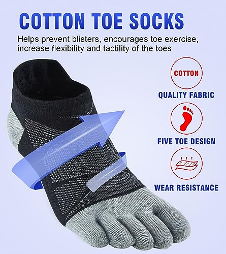 Fasot Toe Socks Women No Show Low Cut 5 Finger Cotton Mesh Wicking Athletic 6 Pack - Image 2