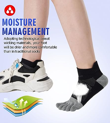 Fasot Toe Socks Women No Show Low Cut 5 Finger Cotton Mesh Wicking Athletic 6 Pack - Image 3