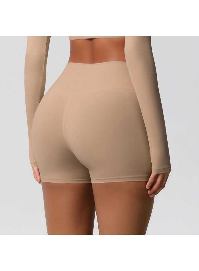 شورت يوغا نسائي بخصر مرتفع ورفع للمؤخرة، درزة داخلية 3 بوصات، بفرشاة مزدوجة للجري واللياقة البدنية - Image 1