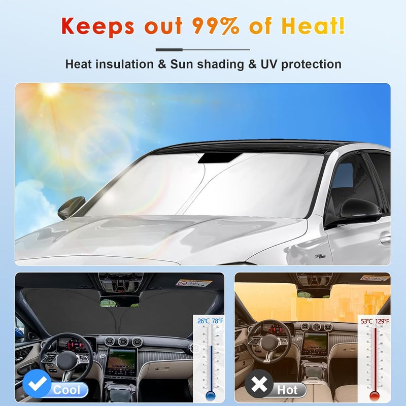 BSTW Car Sun Shade for Mercedes Benz C-Class W206 2021-2025 & W205 2014-2021 - Foldable Windshield Cover with Heat Insulation & UV Protection - Image 2