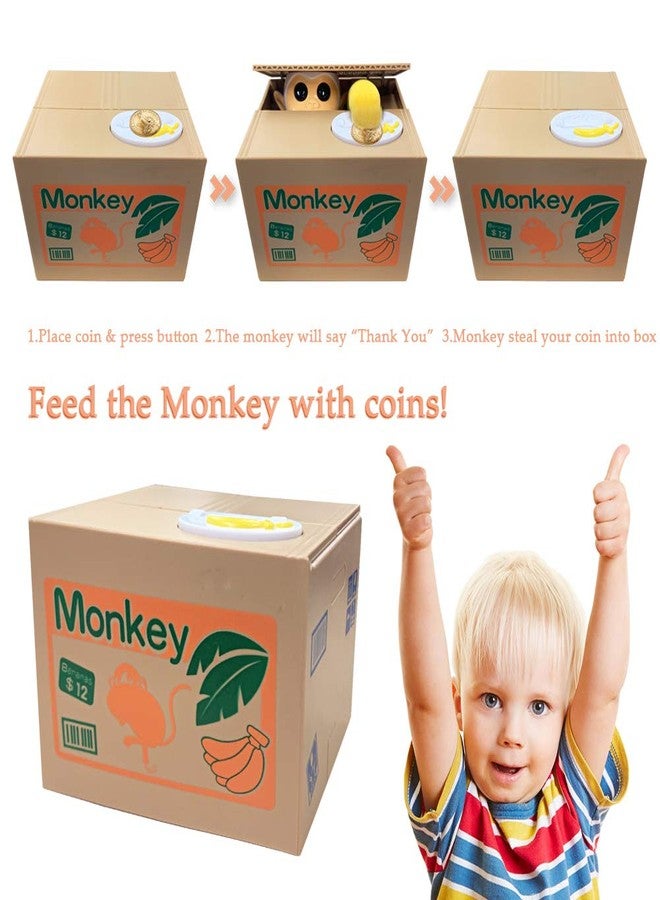 Resulzon Kids Piggy Bank, Stealing ATM Coin Cash Money Counter Saving Can, Cute Mokey Electronic Smart Voice Prompt Piggy Bank Safe Locks, Great Gift for Boys & Girls Christmas - Image 3