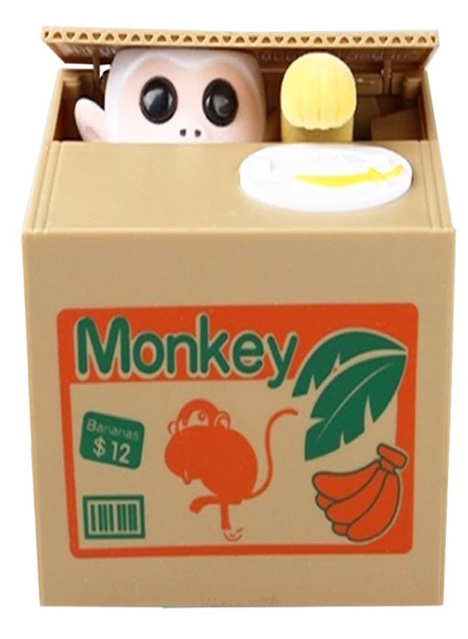 Resulzon Kids Piggy Bank, Stealing ATM Coin Cash Money Counter Saving Can, Cute Mokey Electronic Smart Voice Prompt Piggy Bank Safe Locks, Great Gift for Boys & Girls Christmas - Image 1