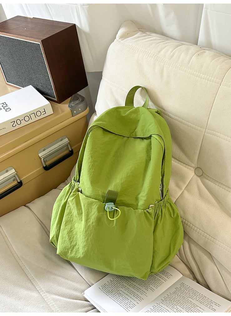 Minimalist Solid Color Nylon Campus Backpack - Lightweight School Daypack - Image 4