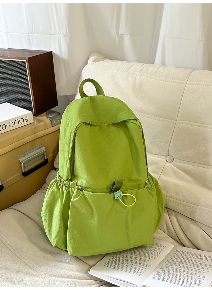 Minimalist Solid Color Nylon Campus Backpack - Lightweight School Daypack - Image 3