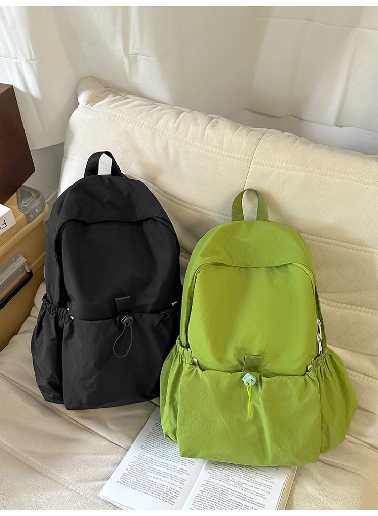 Minimalist Solid Color Nylon Campus Backpack - Lightweight School Daypack - Image 2