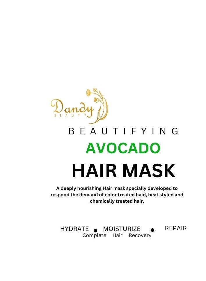 Dandy Beauty Hair MasK Avocado  1000g Deep Conditioning and Repair Treatment for Smooth, Hydrated Hair, Complete hair recovery - Image 3