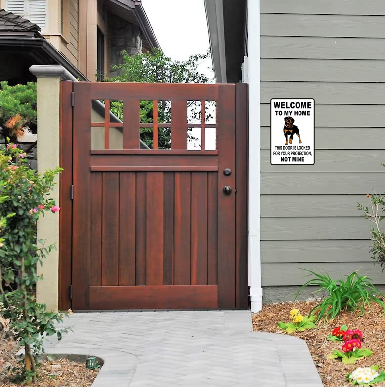 QKIODS Aluminum Metal Sign Retro Style Welcome To My Home Rottweiler Warning For Home Office Bedroom Living 8x12 Inches - Image 5