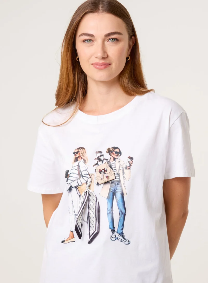 بلو فانيلا Stylish Graphic Illustration T-Shirt
