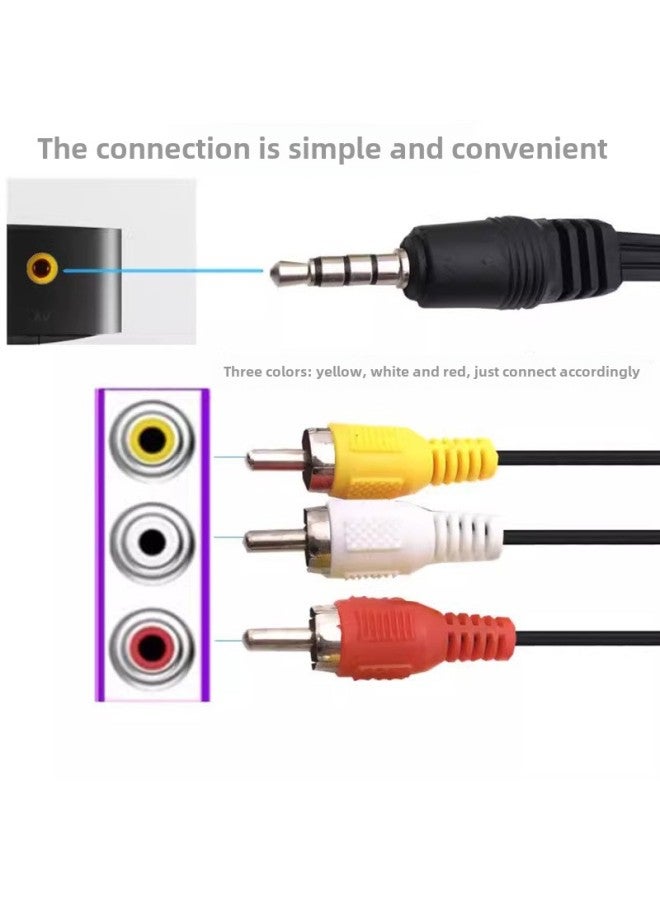Av Cable One-to-three Tv 1 To 3 Audio Output Conversion Cable Three-color Video 3rca Lotus Network Set-top Box-Color:Black-Length:One-to-three Audio Cable ( 1m )  - Image 2