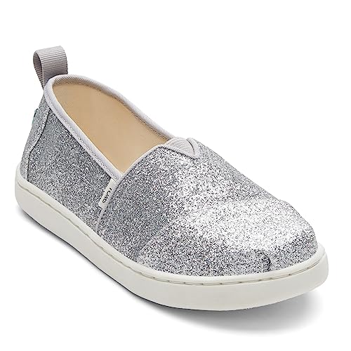 TOMS Alpargata Sneaker, Silver Iridescent Glimmer, 1 US Unisex Big Kid - Image 2