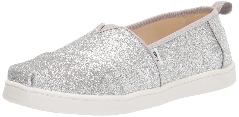 TOMS Alpargata Sneaker, Silver Iridescent Glimmer, 1 US Unisex Big Kid - Image 1