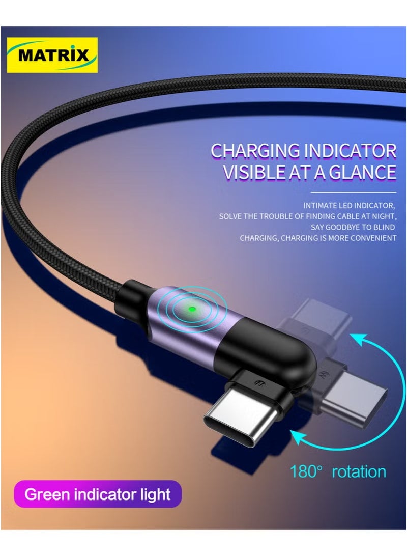 MATRIX MX650 Fast Charging & Data Transfer 100W Type-C to Type-C Gaming Cable - 1.2M Cable Length - Black  - Image 3