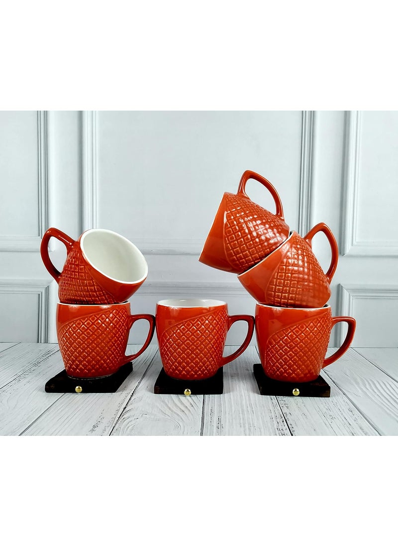 MOODY PANDA MOODY PANDA Large Set of 6 Cups Cup Set Ceramic 175 ml Tea Cups Coffee Cups Large Cups Cup Set of 6 Rust  - Image 5