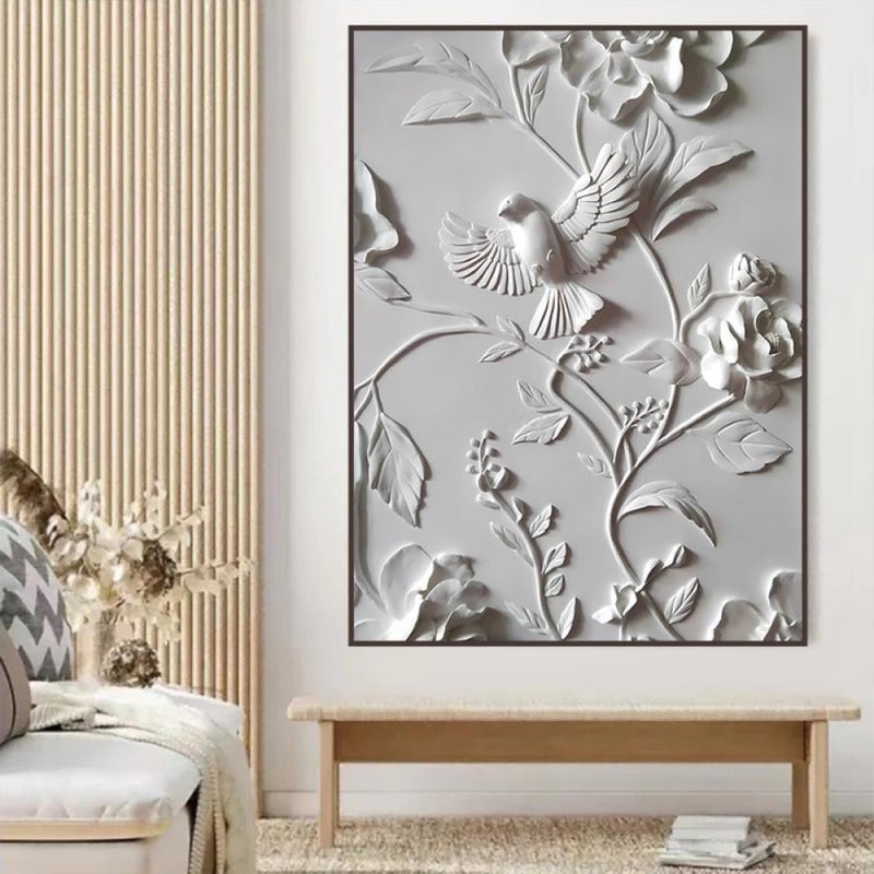 Marktna One piece of printed canvas wall art in a plaster painting design with a hollow frame, measuring (60×90). - Image 1