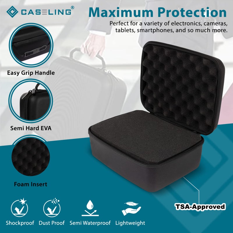 Caseling Protective Hard Case With Customizable Foam - Lightweight Hard Shell Case for Electronics, Cosmetic, Makeup & More - EVA Protection (11" x 9" x 5.5") - Image 3