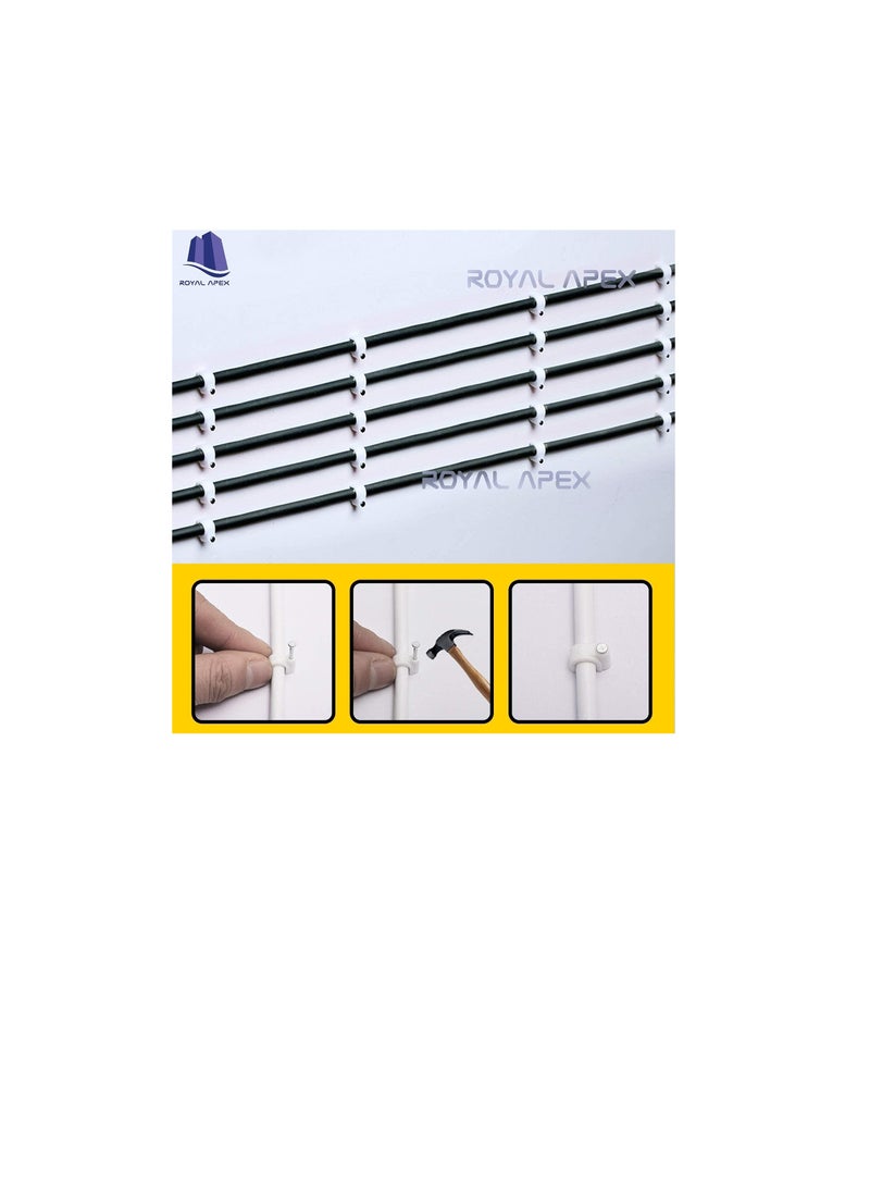 Electrical Cable Wire Round Clips, Steel Nails Tacks Holder for Organizing Electric Wires Cables Lines - White (4mm - 100Pcs) - Image 3
