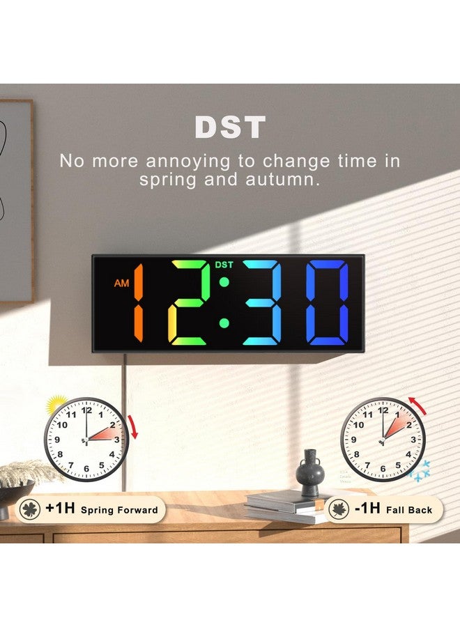 JALL 12'' Large Digital Wall Clock with Remote Control, Big LED Screen Dispaly, 8 RGB Colors, DST, Night Light for Living Room, Bedroom, Gift for Elderly (Black) - Image 4