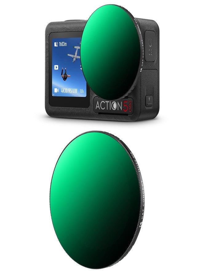 كيه آند إف كونسبت فلتر K&F Concept dji OSMO Action 5 Pro ND32-512، وفلتر Action 4 ND32-512 المتغير، متوافق مع كاميرات dji OSMO Action 5 Pro وAction 4 وAction 3، مزود بطبقة نانو مكونة من 28 طبقة. - Image 1