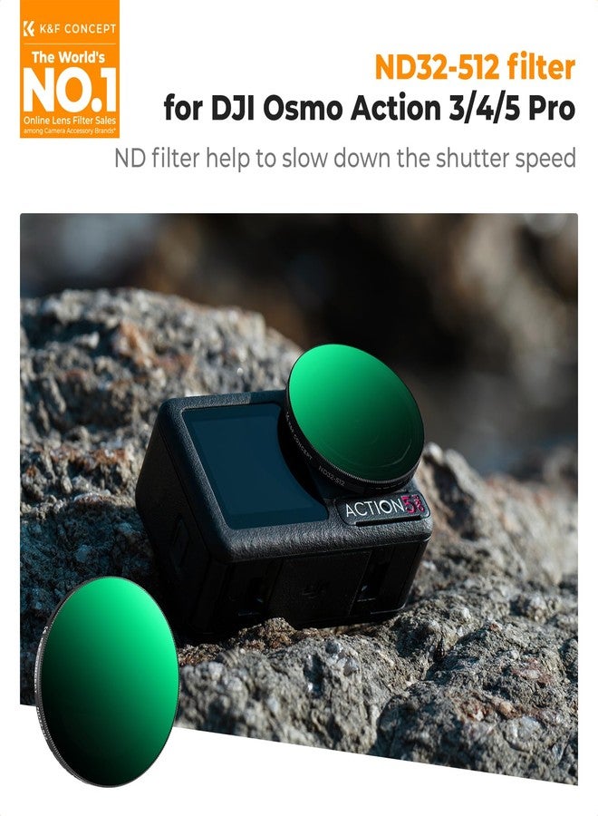كيه آند إف كونسبت فلتر K&F Concept dji OSMO Action 5 Pro ND32-512، وفلتر Action 4 ND32-512 المتغير، متوافق مع كاميرات dji OSMO Action 5 Pro وAction 4 وAction 3، مزود بطبقة نانو مكونة من 28 طبقة. - Image 2