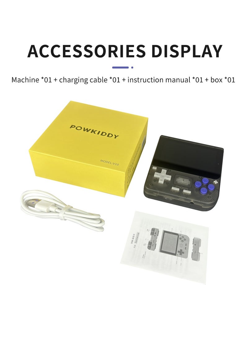Powkiddy - POWKIDDY V10 Handheld Retro Game Console, 17+ Emulators for ARCADE, PS1, GB, Supports Game Downloads, 5500+ Games Preloaded, Compatible with 64-bit 3D Simulators. Perfect for Retro Gamers(Transparen - Image 1