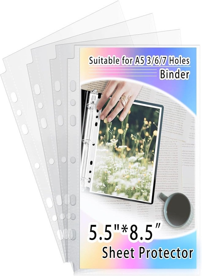 AZATUS 40 Pack Sheet Protectors 5.5x8.5"Photocard Sleeves for 6 Ring A5 Binder, A5 Binder 6 Ring (80 Pockets) - Image 1