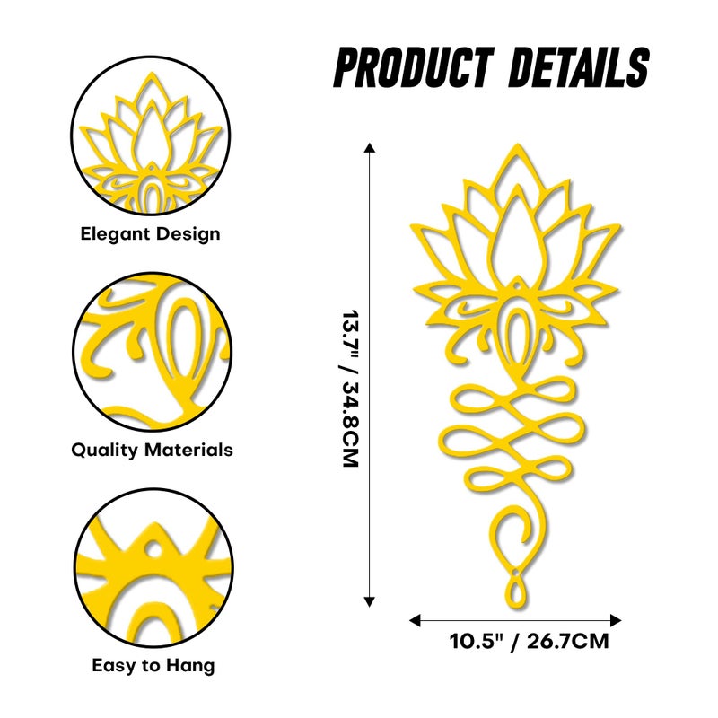 Xedatric Lotus Flower Wall Decor â€“ Gold Metal Yoga Wall Art with Lotus Design, Spiritual Home DÃ©cor Sculpture for Meditation Spaces, Living Room, Bedroom, Office - Image 2