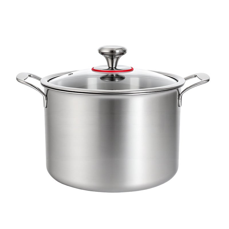Anchusen Pure Titanium Soup Pot, 24cm / 5.5L, Triple-Layer Base, Glass Lid, No Chemical  Coating - Image 4