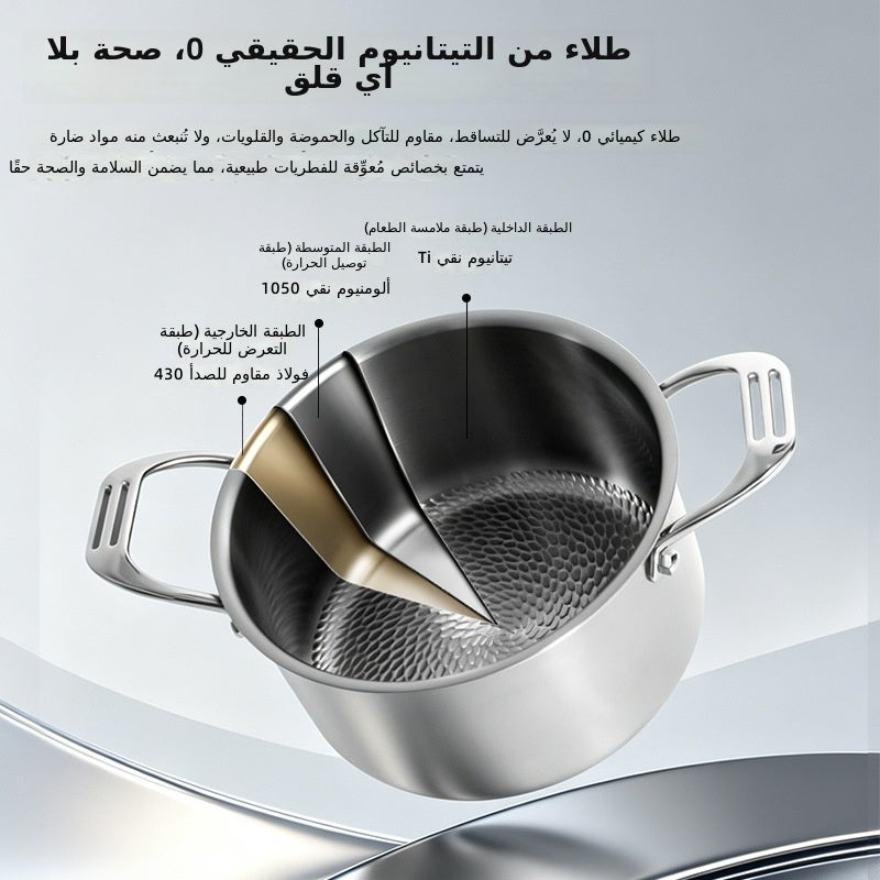 Anchusen Pure Titanium Soup Pot, 24cm / 5.5L, Triple-Layer Base, Glass Lid, No Chemical  Coating - Image 1