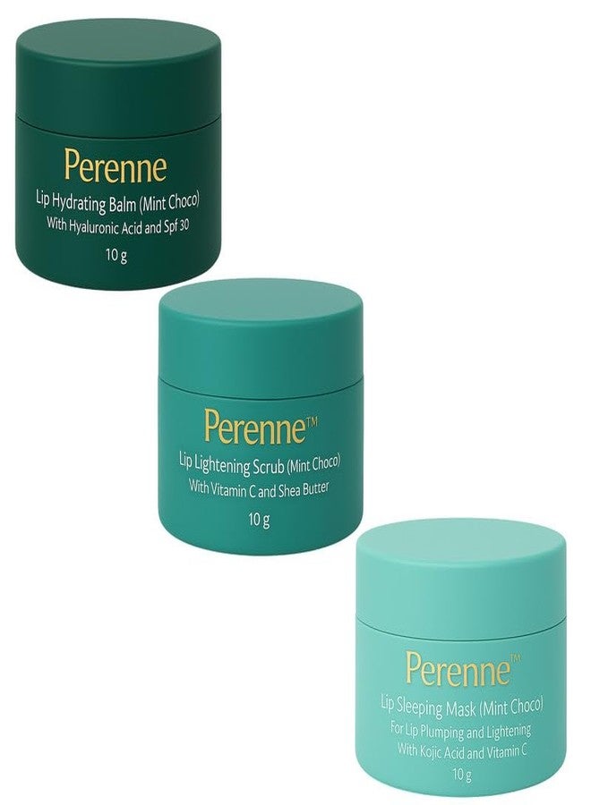 Perenne Pack Of Lip Hydrating Balm, Lightening Scrub & Sleeping Mask (Mint Choco, 10gm x 3) - Image 1