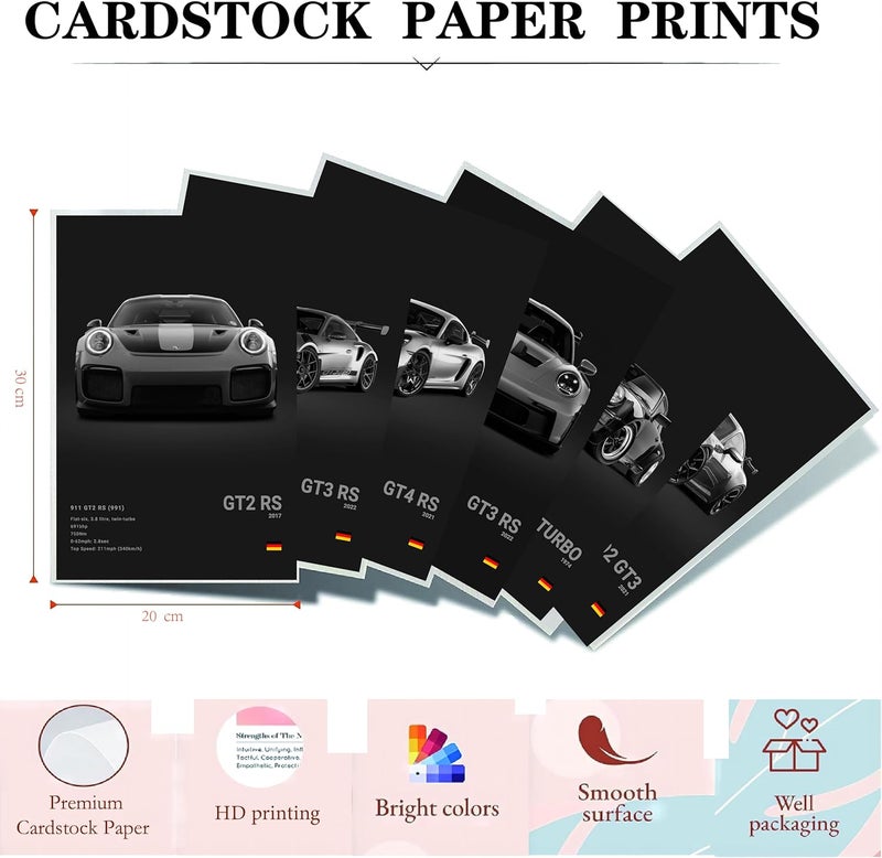 Dujoi 911 GT3RS Poster Car Posters Racing Car Canvas Wall Art Vintage Super Car Poster For Boy's Bedroom Aesthetic (Unframed 8x12 Inch) - Image 4